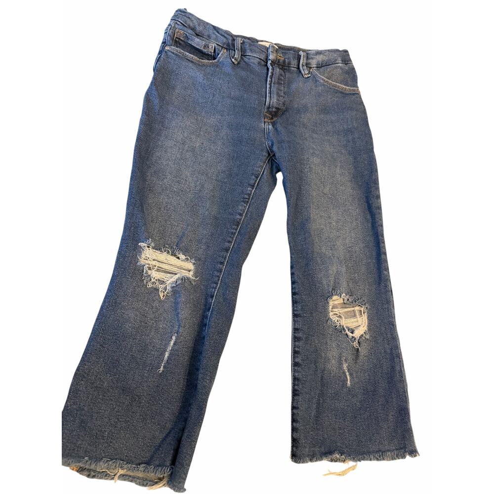 Good American Distressed Cropped Jeans - Picture 3 of 13
